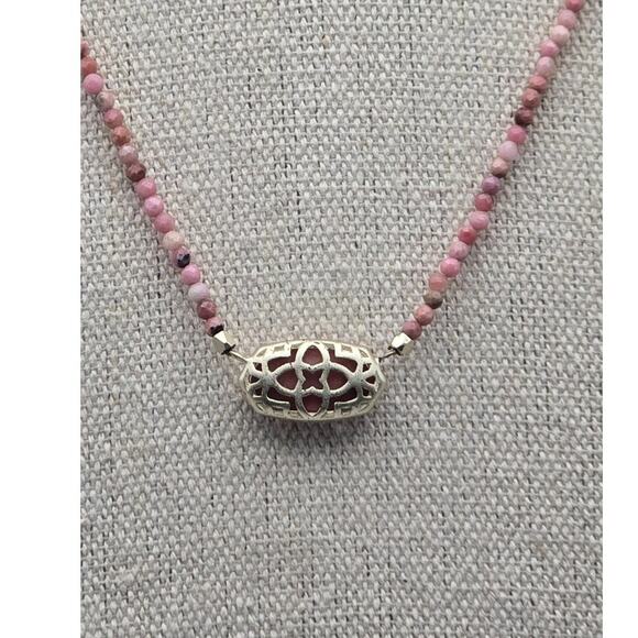 Kendra Scott Retired Pink Rhodonite Beaded Reversible Pendant Necklace Rare - Picture 4 of 8